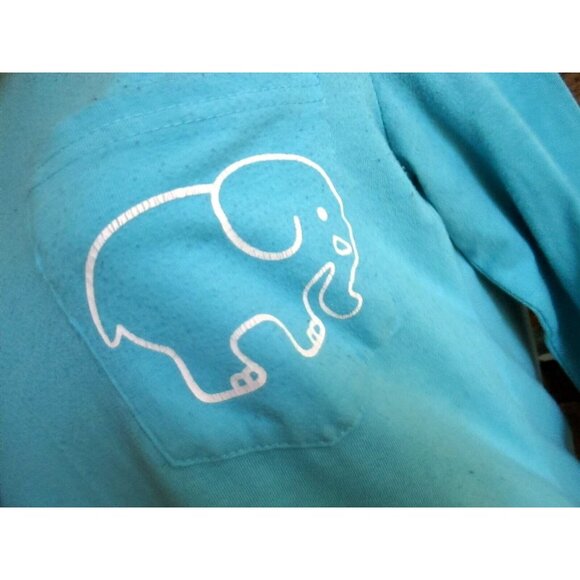 Ivory Ella Blue Long Sleeve Shirt Vessos Cotton Elephant Print Womens Size L - Picture 4 of 5